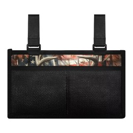 Yzaoxia Deer Wheelchair Accessories Side Bag for Adults Wheel Chair Bag Brown Wheelchair Bag Armrest Storage Pouch with Cup Holder Walker Organizer Pouches Portable Handicap Basket Roomy Zipper Pocket