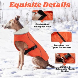 EMUST Dog Jacket Winter, Cozy Windproof Dog Jacket for Cold Weather, Solid Color Pet Vests for Winter for Medium Dogs, Orange, M