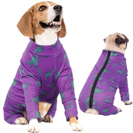 IDOMIK Dog Pajamas,Soft Dog Pjs Clothes with Zipper,Breathble Dog Shirts for Boys Girls,Dog Apparel Shirt Onesie,Dog Recovery Suit for Small Medium Large Dogs,Dog Anxiety Relief Onesies Purple,XL