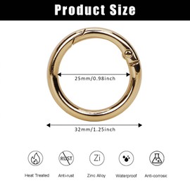 Pack of 10 Round Spring O Rings, O Rings Carabiner Hooks, Trigger Spring O Rings, Carabiner Ring Round, Round Spring Clips, for Key Chains, Holders, Bags, Purses, Carry Bags