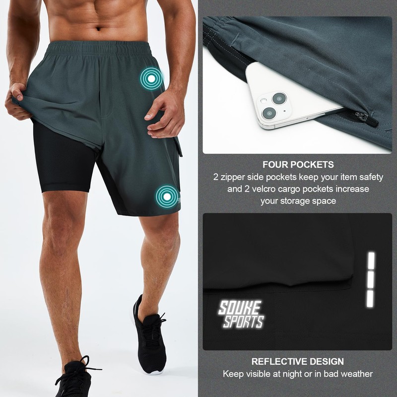 Souke Sports MTB Men's Short 4D Padded Cycling Shorts with