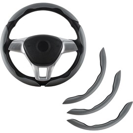 Einesin 3pcs Car Carbon Fiber Anti-Skid Steering Wheel Cover，Segmented Steering Wheel Protector, Butterfly Steering Wheel Cover, Universal 99% Car Wheel Cover Protector (Gray)