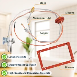 RUHUALIFE Upgraded Pilot and Igniter Assembly Replacement Kit for Natural Gas Water Heater Compatible with GE, Rheem, Richmond Replace# SP20075 SP20305A