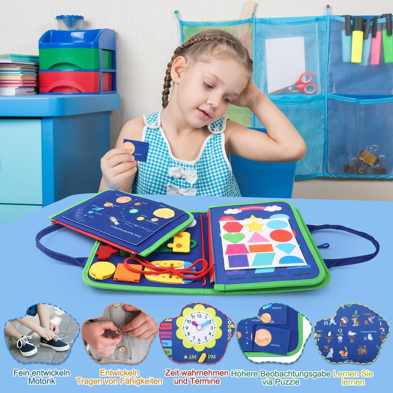 khlerox Busy Board Montessori Toy for Toddlers, Educational Learning Activity