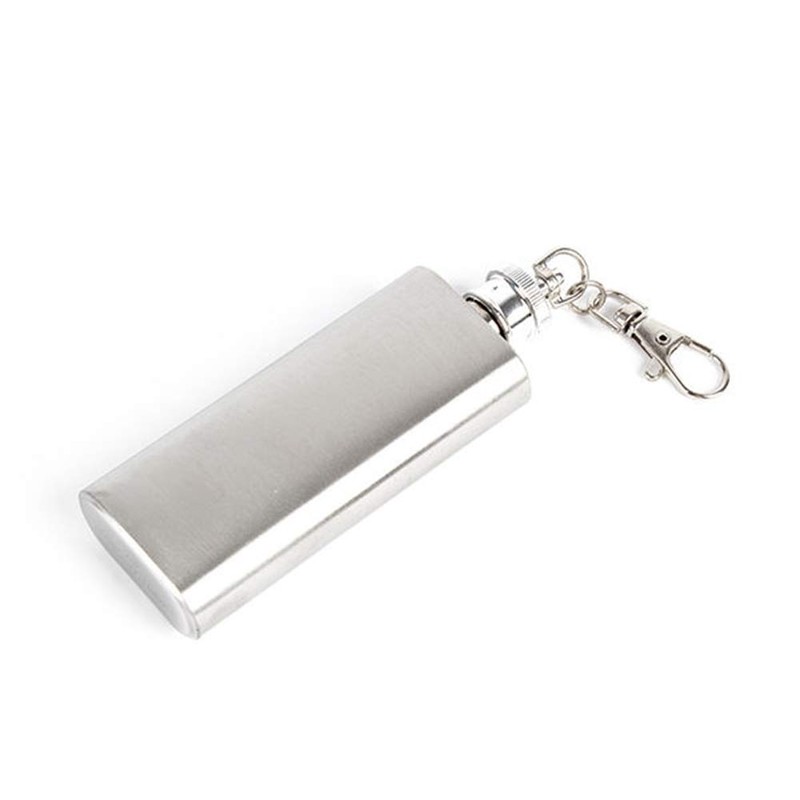 Audiophile Hip Flask Stainless Steel Bottle with Keychain Cap 2oz