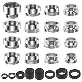 Wasserhahn Adapter 16 Stück Wasserhahnadapter, Wasserhahn Gewindeadapter für Wasserfilter Messing Gewindeadapter für Außengewinde Doppelgewinde Wasserhahn Belüfter Anschluss für Küche Gartenschlauch