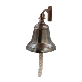 Solid Brass Wall Mounted Ship Hanging Antique Brass Bell for Reception, School, Outdoor, Indoor, Dinner & Chruch - 6 Inch by The Metal Magician