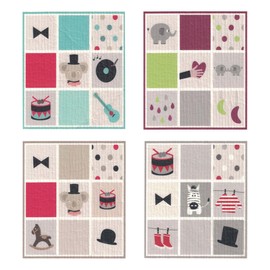 Sponge Wipe, Kitchen Cloth, Cellulose, Dish Towel, Natural Fiber, 6.7 x 7.5 inches (17 x 19 cm), Set of 4, Drying Mat, Quick Drying, Absorbent Sponge Cloth, Wipe