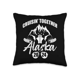 Cruisin Together Alaska Bear 2024 Vacation Summer Throw Pillow, 16x16, Multicolor