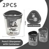 2 PCs Pencil Sharpener with Container,Dual Holes (8mm, 12mm) Pencil