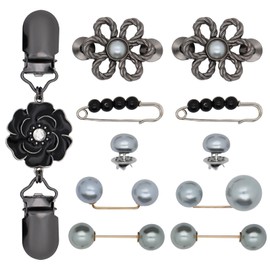 11 Pcs Pearl Waist Brooch Pins Dress Clips Back Cinch Waist Cincher Tightening Sweater Cardigan Shawl Waistband Clip Decorated Dress Tightener Clip Pants Waist Tightener Brooch for Women Clothing