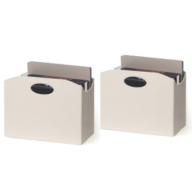 EZDeco 2 Pack Magazine Rack,Magazine Rack Floor, PU Leather Magazine Holder,Newspaper Book Storage Basket Foldable Document File Holder,File Folder Organizer for Home,Office,Living Room,Off-white