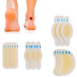 足指保護12パック - キズパワーパッド、足首保護パッド、ブリスタージェルパッド、三日月形ヒール包帯、ヒールブリスター防止