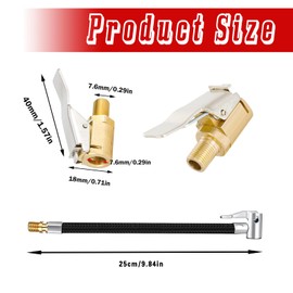xlwen Brass Car Valve Adapter, Pack of 4 Tyre Inflation Hose, Car Valve Adapter, Tyre Inflator Hose Adapter, Car Valve Lever Plug Air Chuck for Car, Truck, Tyre Inflator etc., 8 mm