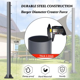 EiSyKeeYin 12FT Shade Sail Pole, 3" Diameter Steel Post with Thickened Wall & In-Ground Hardware, Wind & Weather Resistant, Heavy Duty Sun Shade Kit for Patio Garden Deck Lawn Backyard, 1 Pack