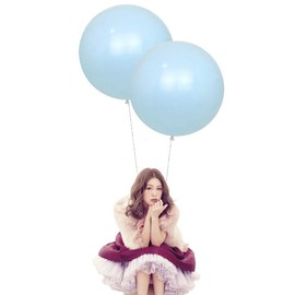 24 Inch Latex Round Balloons 5 Pack Macaron Blue Thick Big Balloons for Photo Shoot Wedding Baby Shower Birthday Party Decorations by IN-JOOYAA