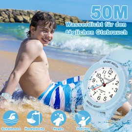 TENOCK Women's Sporty Wrist Watch Analogue Men's Analogue Quartz Watch 50 m Waterproof Watch with Night Light for Fashionable Casual Matching or Sports Activity, blue, Modern