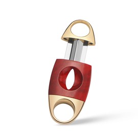 Cigar Cutter V Cut Stainless Steel Blade Cigar Cutter Guillotine Cigar Cutter (Red)