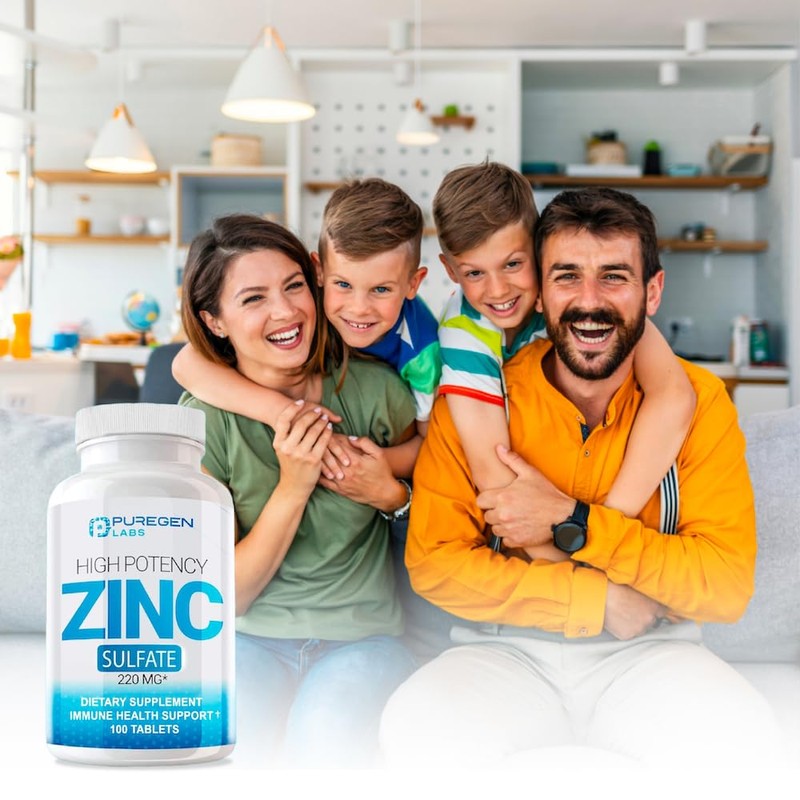 Puregen Labs Zinc Sulfate 220 mg Dietary Supplement Tablets -