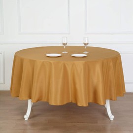 BalsaCircle 90 inch Gold Round Polyester Tablecloth Fabric Table Cover Linens for Wedding Party Banquet Reception Events Kitchen Dining