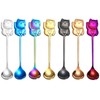 MUUYYI Stainless Steel Coffee Dessert Spoon Cute Cat Shape Teaspoon