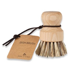 ENA Living Wooden Pot Brush | Sustainable FSC-Certified Beechwood and Coconut Fiber 9x6 cm Dish Brush, Long Lasting and Sturdy