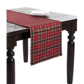 Fennco Styles Classic Tartan Plaid Holiday Table Runner 16 x 54 Inch - Red and Black Table Cover for Christmas, Banquets, Family Gathering, Special Events and Home Décor