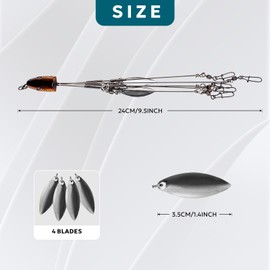 2 Pcs SF 4 Blades Alabama Rigs 5 Arms Umbrella Fishing Rigs Lure for Bass Fishing Bait Rigs 9.1inches/23cm