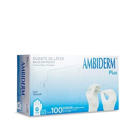 AMBIDERM - Guante Ambiderm Plus Liso Blanco Grande Caja con 100 Piezas