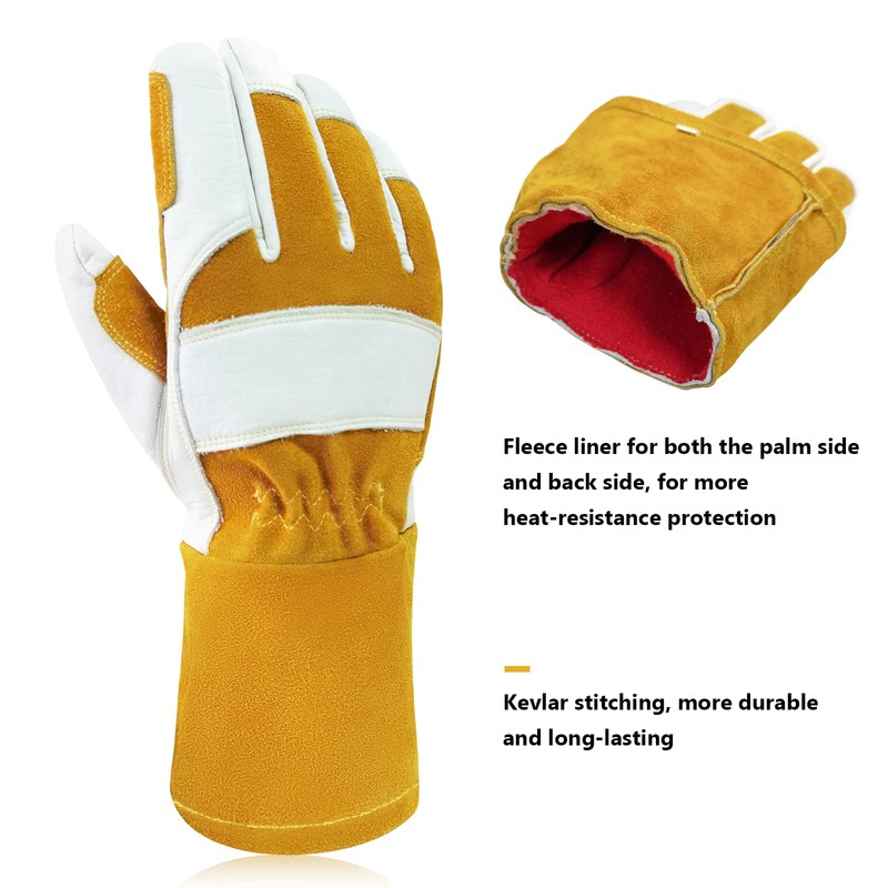 Intra-FIT Cowhide MIG Welding Gloves, Grain Leather Reinforcement on Palm