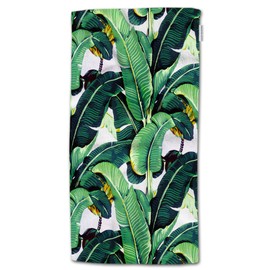 HGOD DESIGNS Tropocal Plant Hand Towels Art Banana Leaf Green White Pattern Soft Hand Towel for Bathroom Kitchen Yoga Gym Decorative Towels 15"X30"