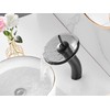 Chiczam Waterfall Vessel Faucet, Black, 1 Hole, Lead-Free Solid Brass,