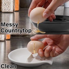 FFQ Egg Cracker Spoon Holder, Spoon Rest for Kitchen,Ceramic Spoon Holder for Stove Top, Cooking Spoon Holder,Heat Resistant Utensil Rest for Countertop