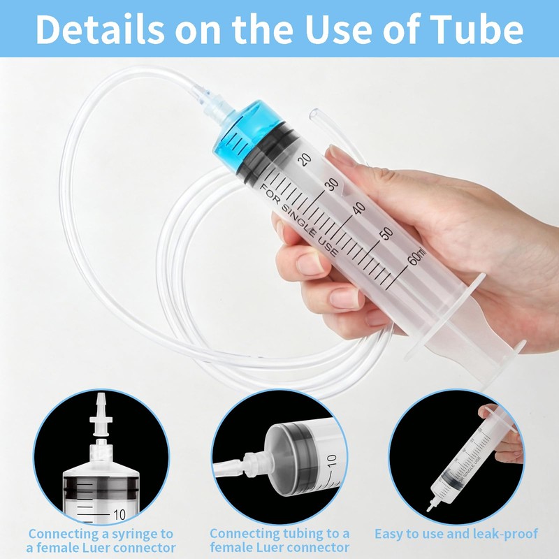 Pack of 3 Large Syringe 60ml Tube, Multifunctional Plastic Syringe