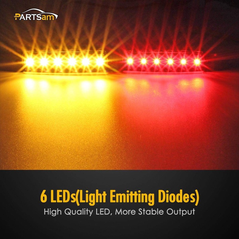 Partsam 20Pcs 3.8" Thin line Amber/Red LED Marker Clearance Lights