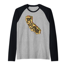Taco Funny California Graphic Map for Californian Taco Lover Raglan Baseball Tee