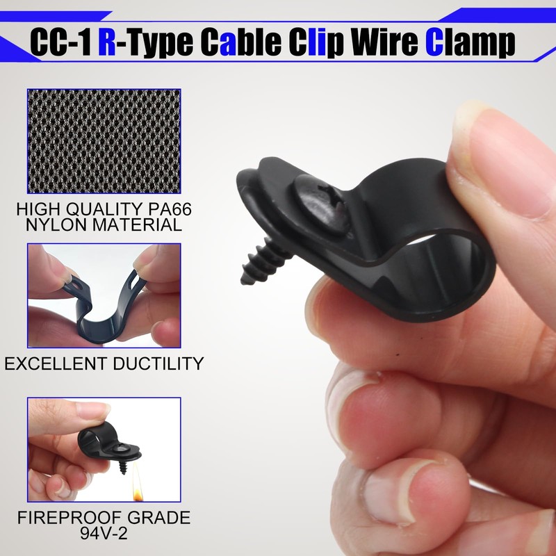 vibedor 60 Pcs R-Type Cable Clip Wire Clamp, 1/2 Inch