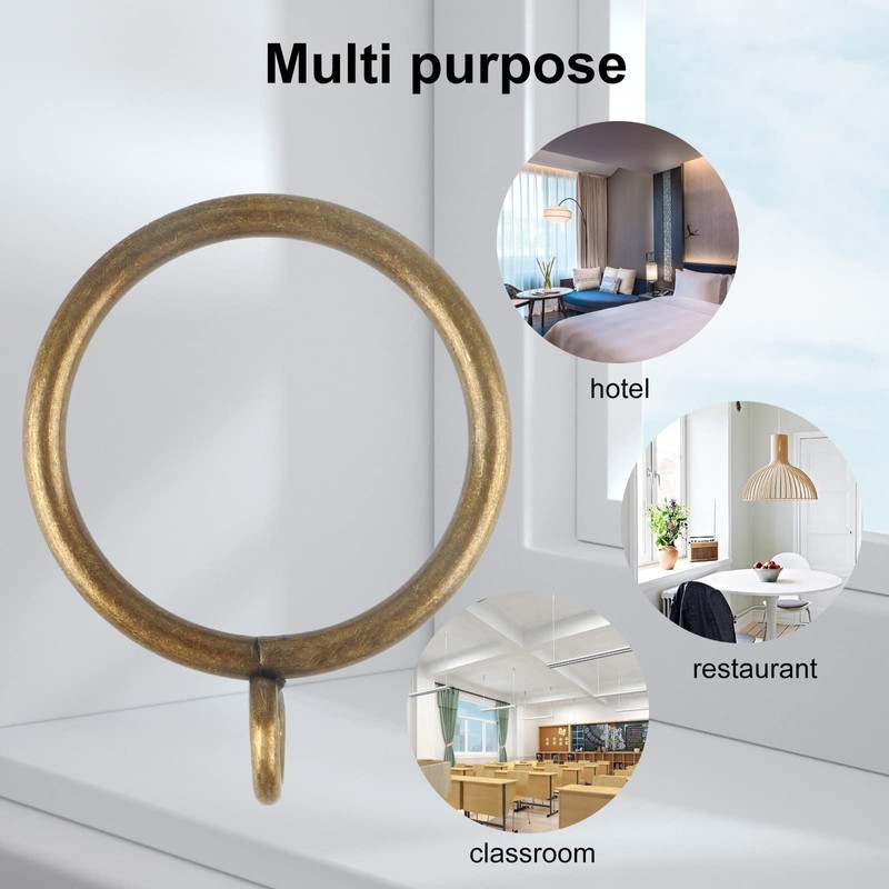 Antique Brass Curtain Rings with Eyelets for Up to 3/4-inch