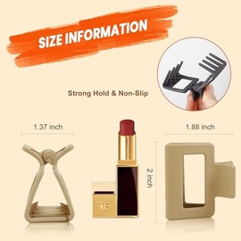 AIBFRID Pinzas para el cabello medianas para mujeres y niñas, 6 unidades, rectangulares mate de 5 cm, pequeñas pinzas para el cabello para cabello fin