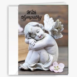 Peaceful Angel Sympathy Greeting Card - Comforting Sentiment Inside - Bereavment, Loss of a loved one, Grief, Memorial - heartfelt support for family, friends, coworkers - Larger Size 5x7