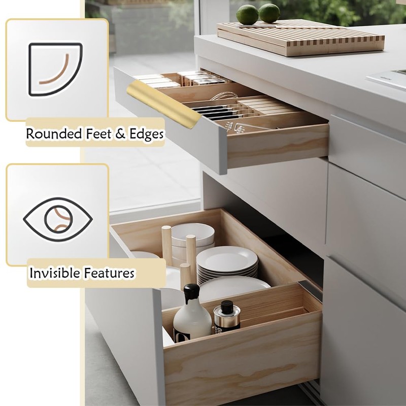 YUEYIXII 2 Pack Finger Edge Pull Golden Kitchen Cupboard Handles