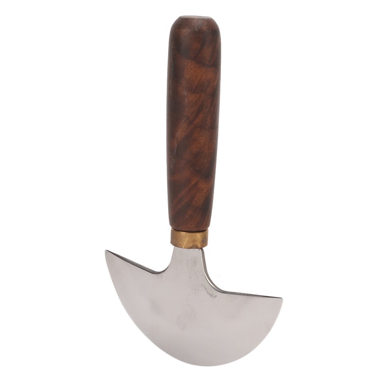 Leather Round Head Knife Walnut Wooden Handle Large Double Sided