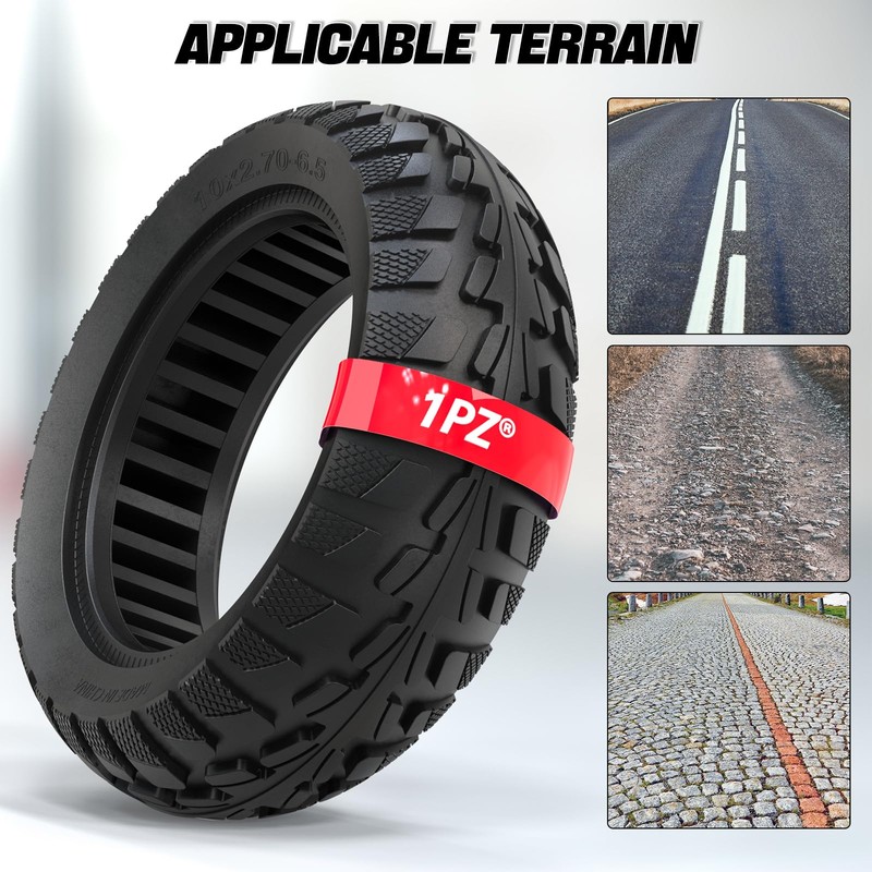 1PZ MI0-J2R 10x2.70-6.5 Solid Tire 70/65-6.5 Tire Replacement for Segway