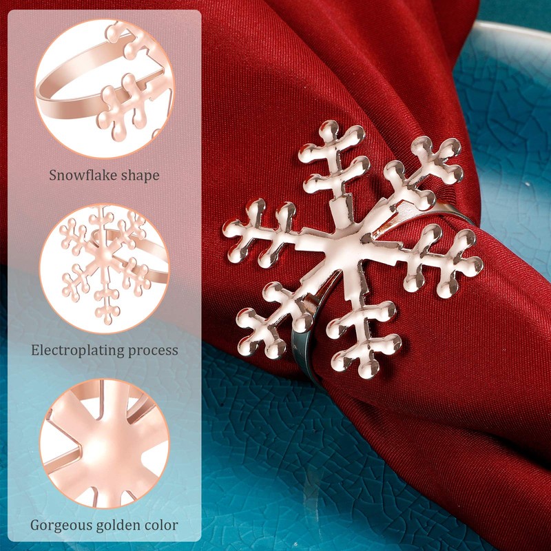 6pcs Christmas Snowflake Napkin Rings Metal Napkin Rings Napkin Holders