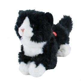 Teddys Rothenburg Uni-Toys Cuddly Toy Cat Meowing with Voice Lying Black / White 23 cm Plush Toy