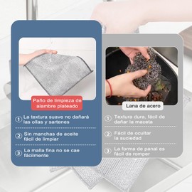 ZSOLY 30PCS Trapos de Limpieza de Alambre Multiusos, Trapos de Alambre Metálico Multifuncional sin Rayones y Limpieza Potente, Paños de Limpieza, Fibra Metálica para la Cocina del Hogar