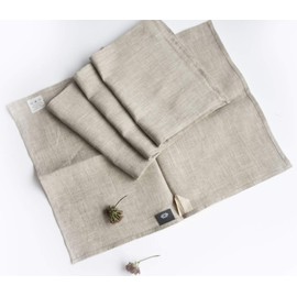 Pure 100% Linen Flax Washcloths - 4-Pack Natural Linen Dish Towels and Dish Cloths Set - Tea Towel Cloth Napkins - Small Hand Towels for Kitchen