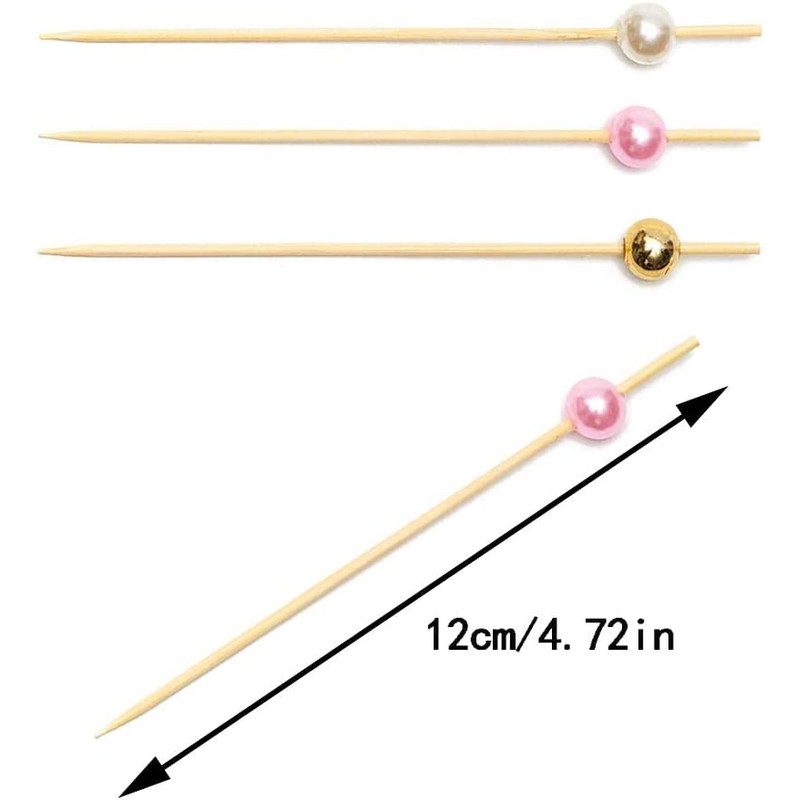 100 Pieces Bamboo Cocktail Picks, BetterJonny Wooden Toothpicks pearl Fruit