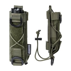 OneTigris MOLLE Flashlight Holder for Belt Pouch for Torch Linear Hand Tool with Open-top MOLLE Strap for Vertical & Horizontal Carrying - Color: Green