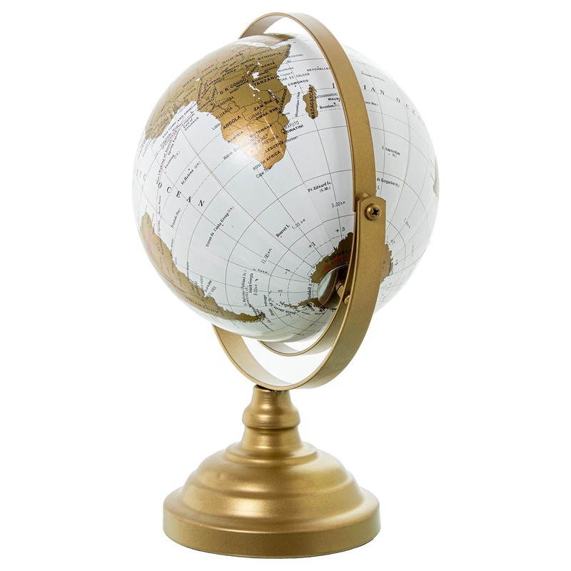 Globo Terraceo 23562 Blanco C/Pie Metal Dorado 19 x 16
